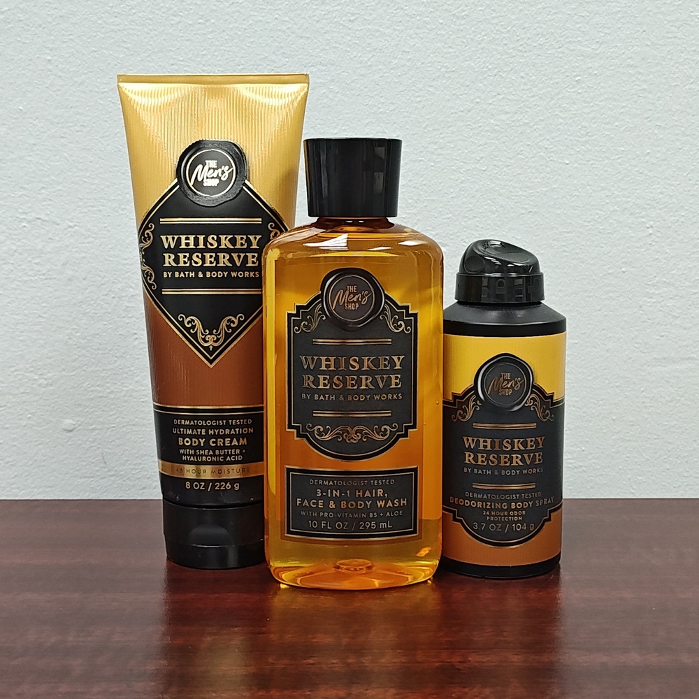 Bath & Body Works Men's WHISKEY RESERVE 3 Piece Bundle Set